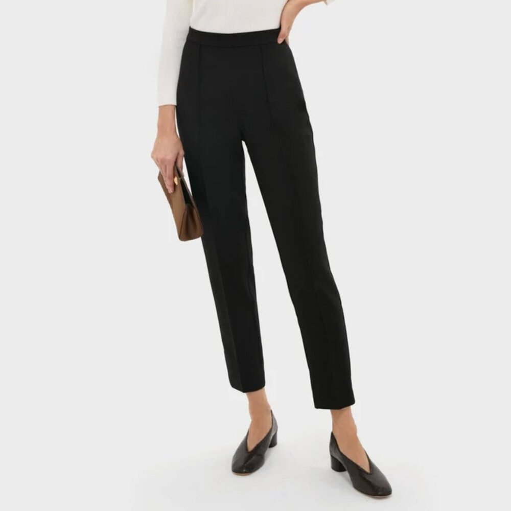 Thalian Slim Ponte Side Zip Pants in Black, 2